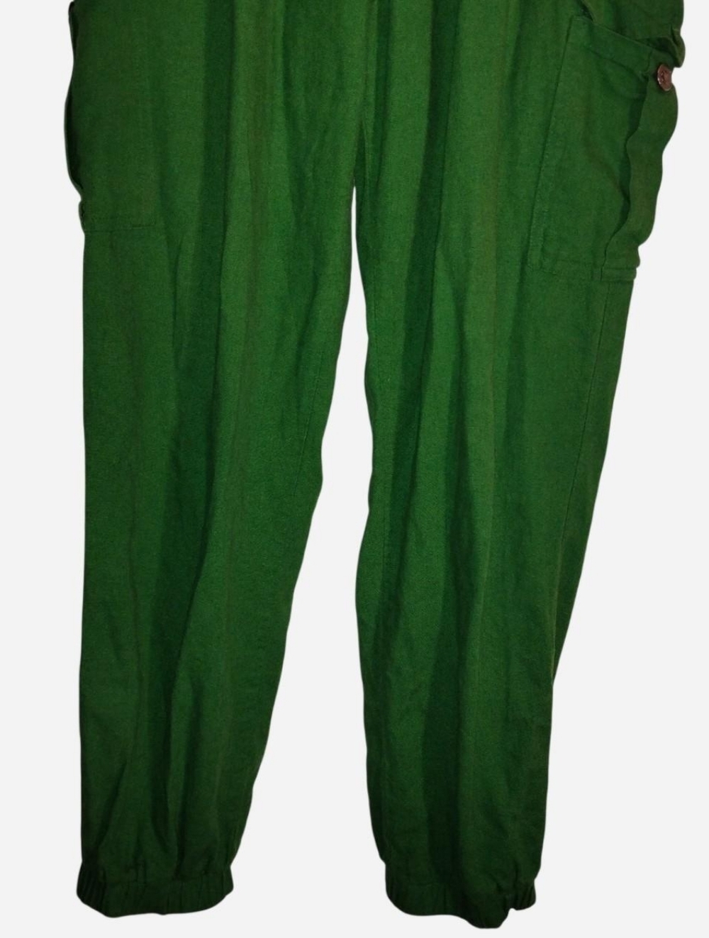 Love Tree Kelly Green Cargo Jogger Pants Size Large - Linen Blend Style - Picture 4 of 5